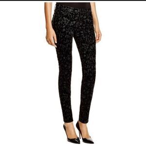 J Brand black damask brocade mid rise skinny jeans 27